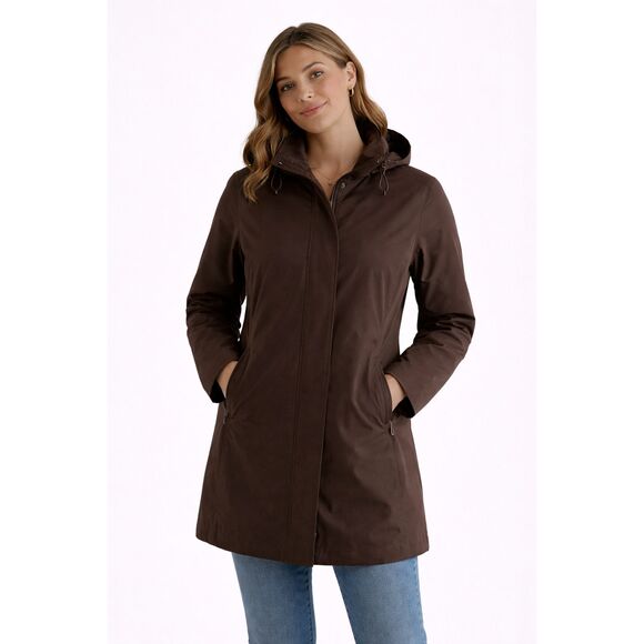 Eddie Bauer Hooded Coat Long Sleeve Dark Brown S